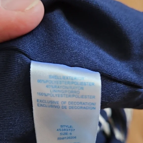 Marmellata Navy and White Striped Dress with Floral Details - Picture 6 of 7